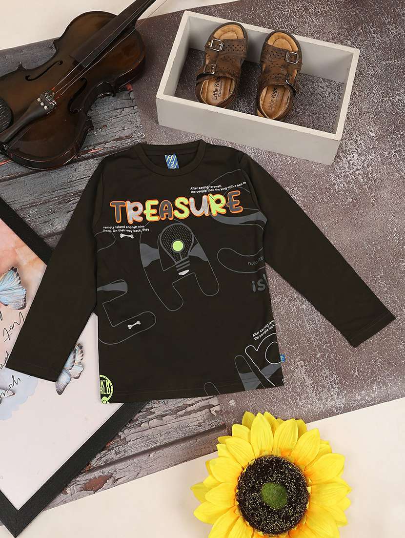 printed dark olive full sleeve t-shirt