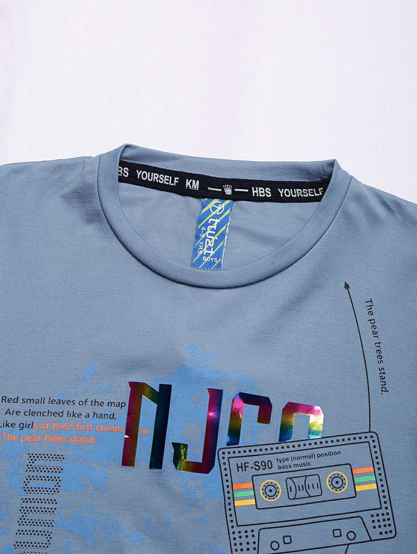 printed light blue full sleeve t-shirt - 20595222 -  Standard Image - 2