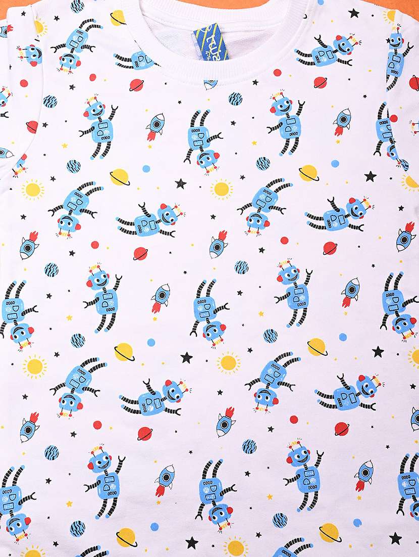 white full sleeve printed t-shirt - 20595232 -  Standard Image - 2