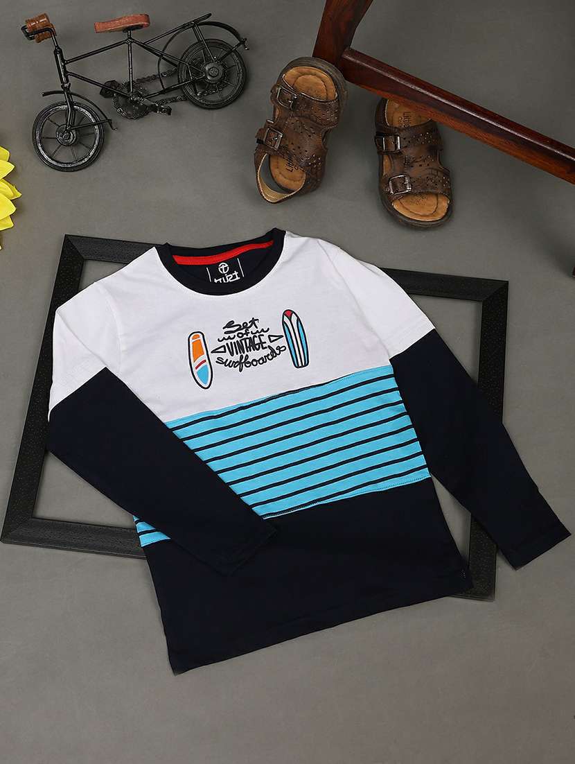 boys round neck striped regular t-shirt