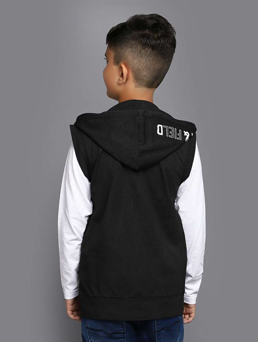 boys black sleeveless hooded jacket - 20595266 -  Standard Image - 2