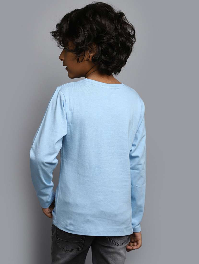 blue cotton blend round neck t-shirts - 20595286 - Standard Image - 2