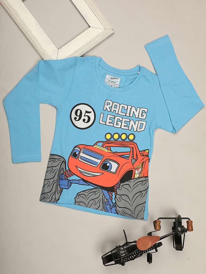 light blue full sleeve graphic t-shirt