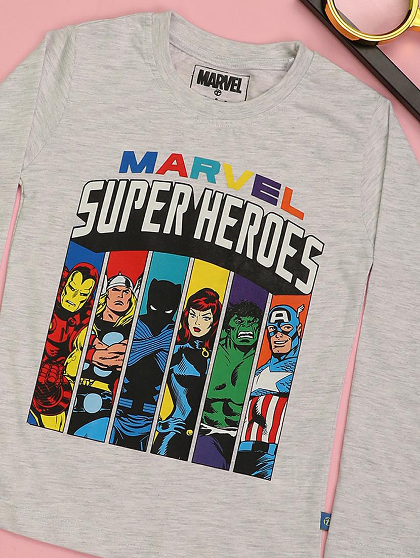 grey melange full sleeve graphic t-shirt - 20595296 - Standard Image - 2