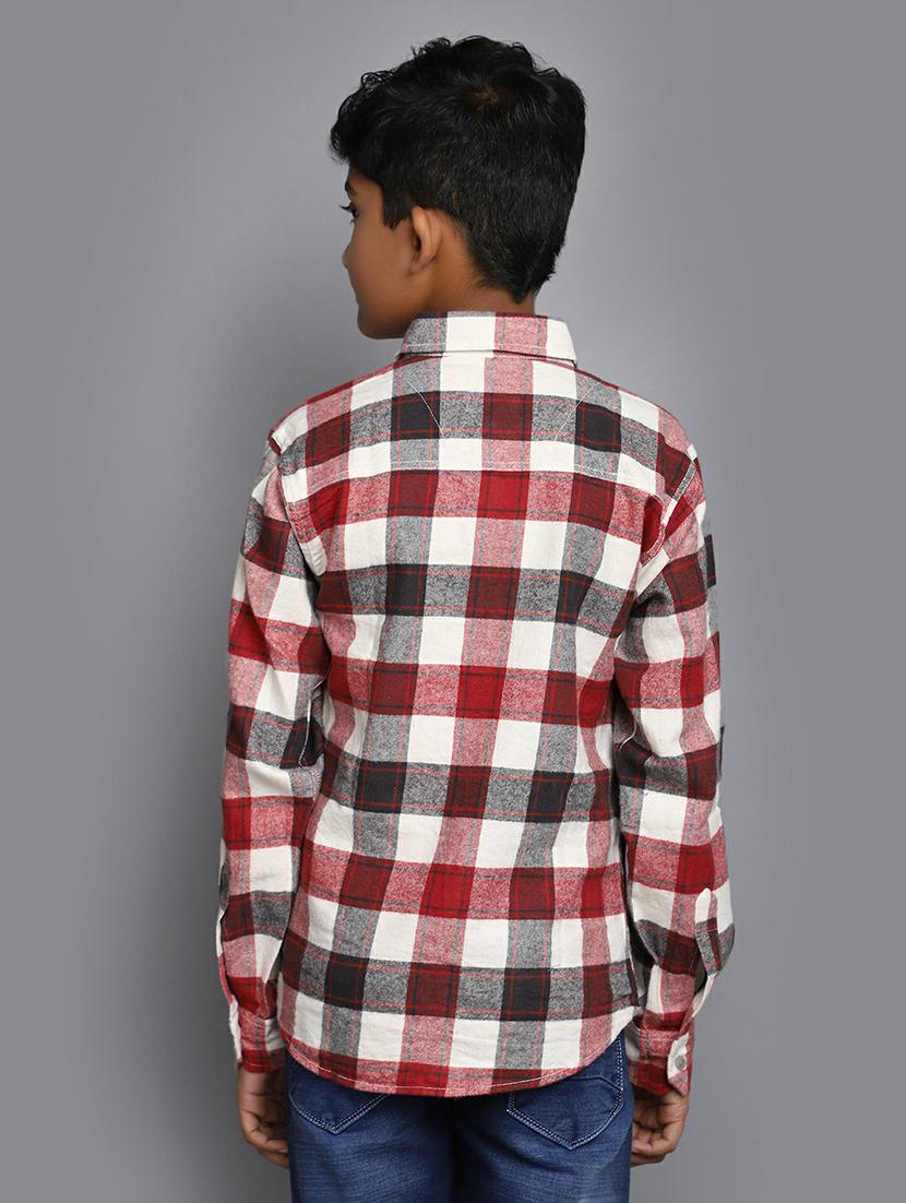 boys red check printed full sleeve shirt - 20595379 - Standard Image - 2