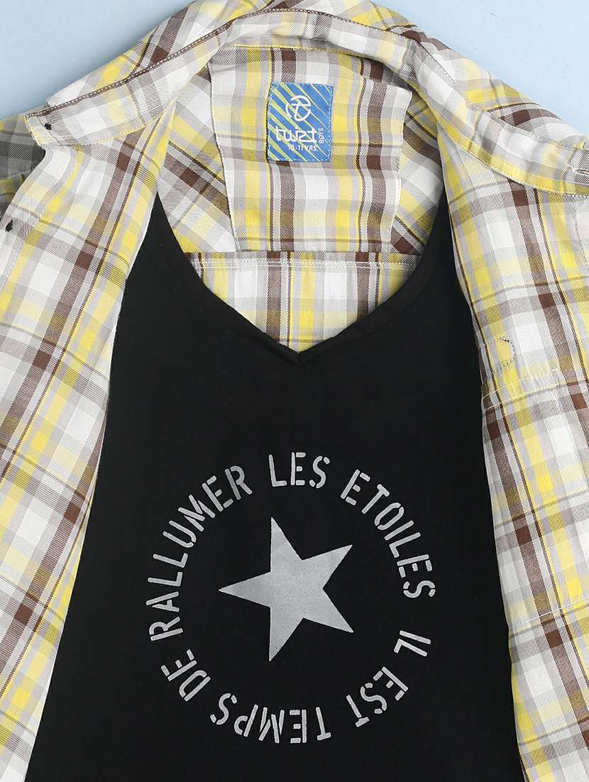 boys yellow check printed shirt - 20595403 -  Standard Image - 2