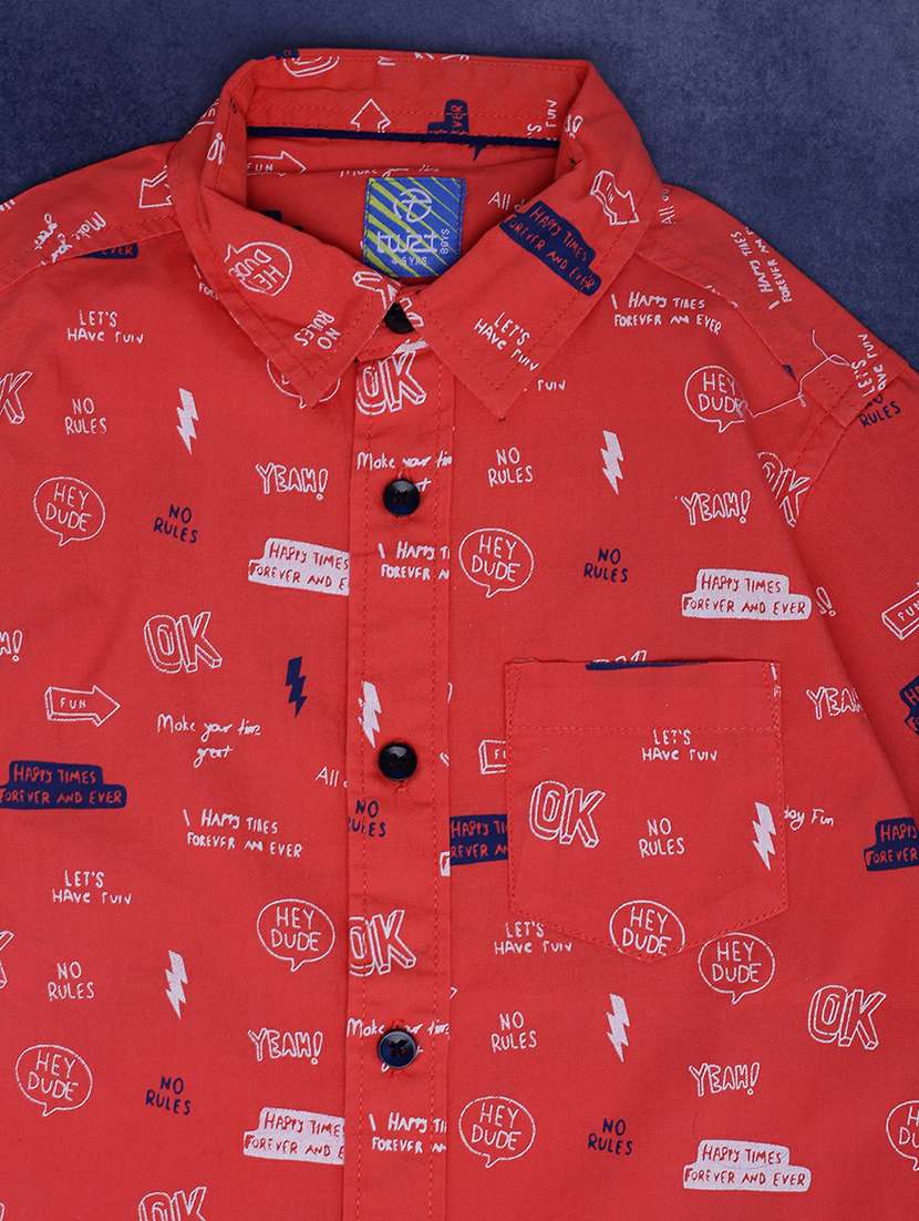 boys orange printed full sleeve shirt - 20595426 -  Standard Image - 2