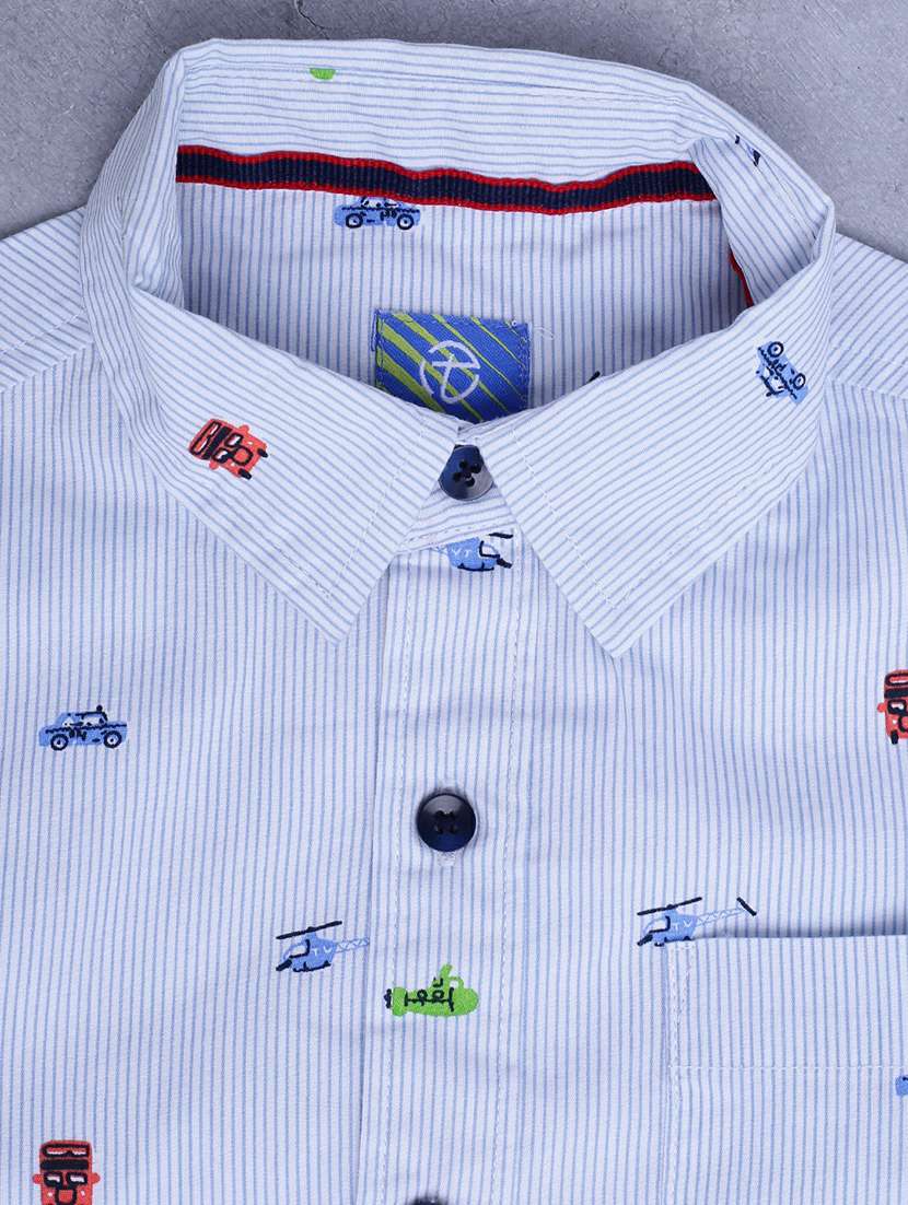 light blue printed cotton shirt - 20595427 -  Standard Image - 2