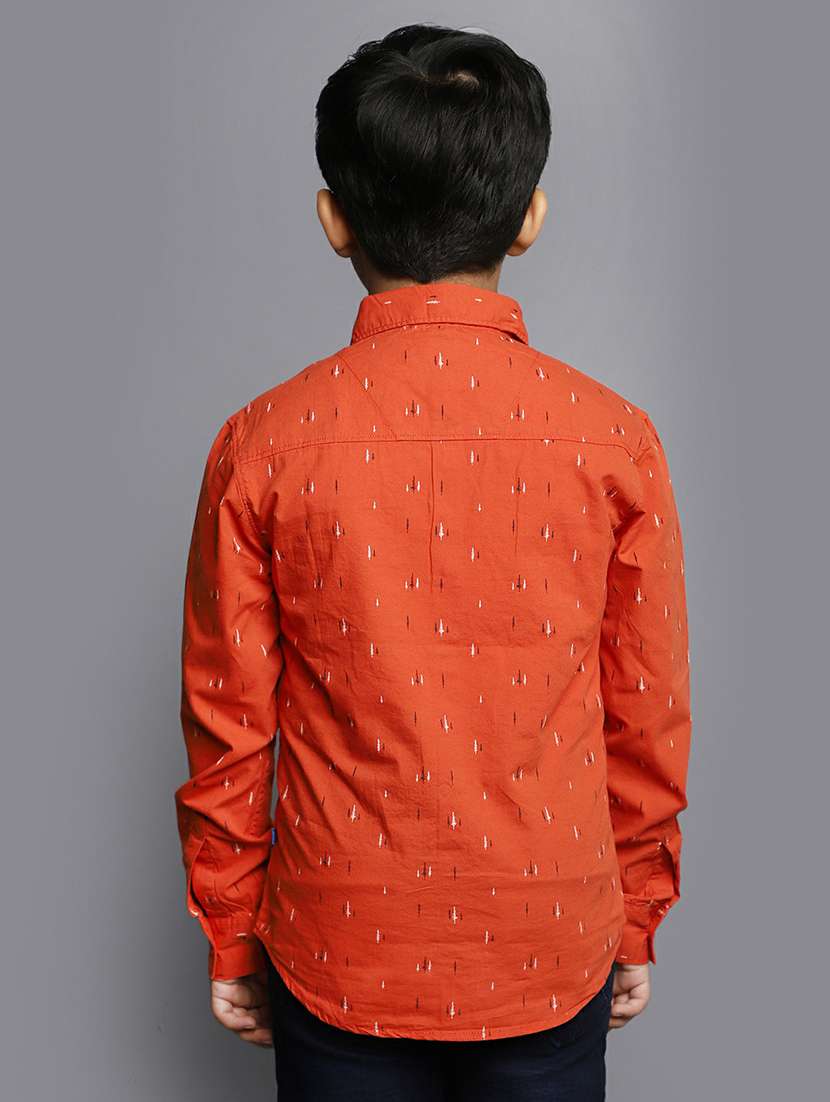 boys orange printed full sleeve shirt - 20595434 -  Standard Image - 2