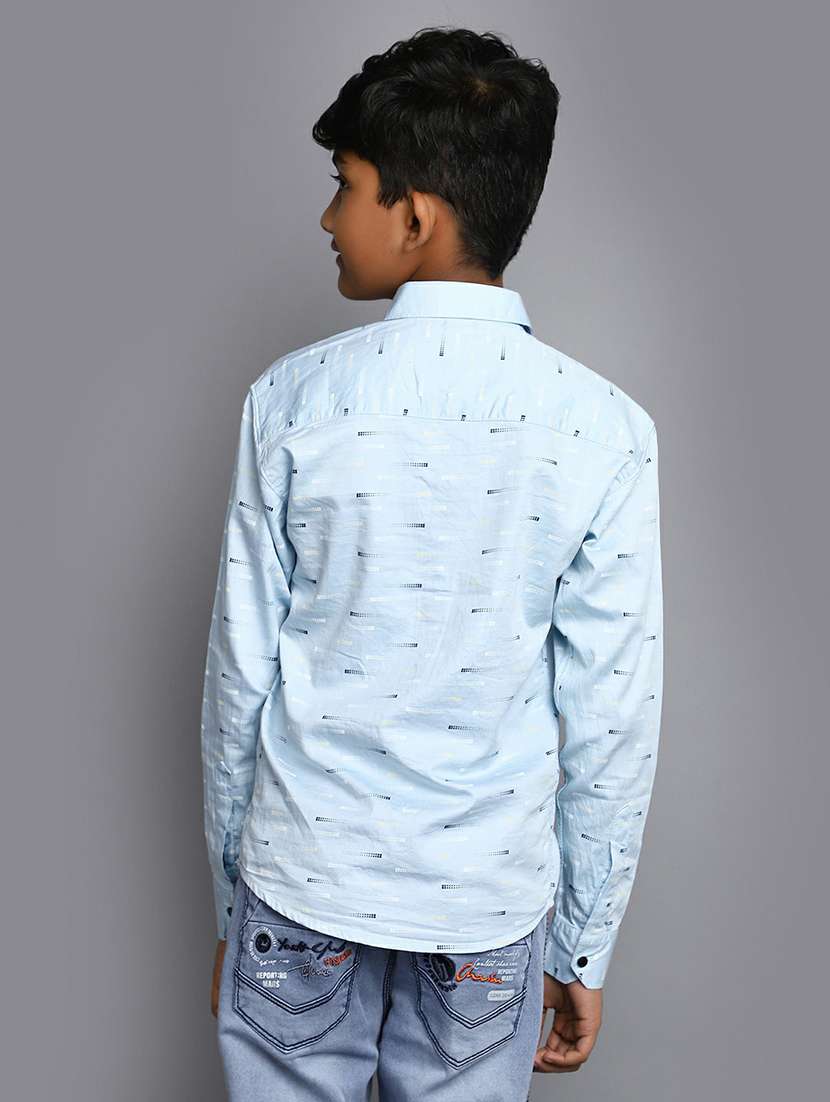 boys purist blue printed cotton shirt - 20595445 -  Standard Image - 2