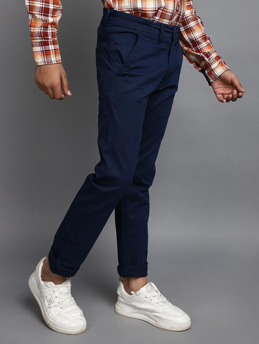 boys blue solid regular chinos - 20595492 - Standard Image - 2