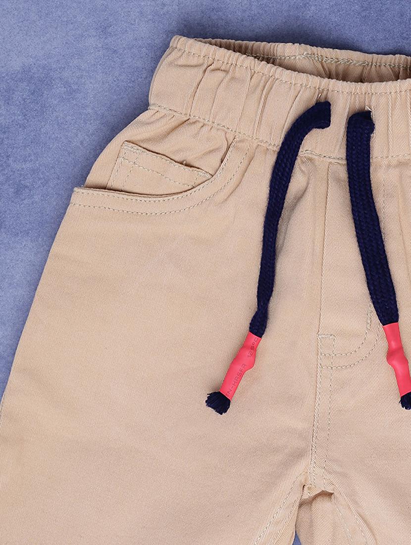 solid beige cotton casual joggers - 20595502 - Standard Image - 2