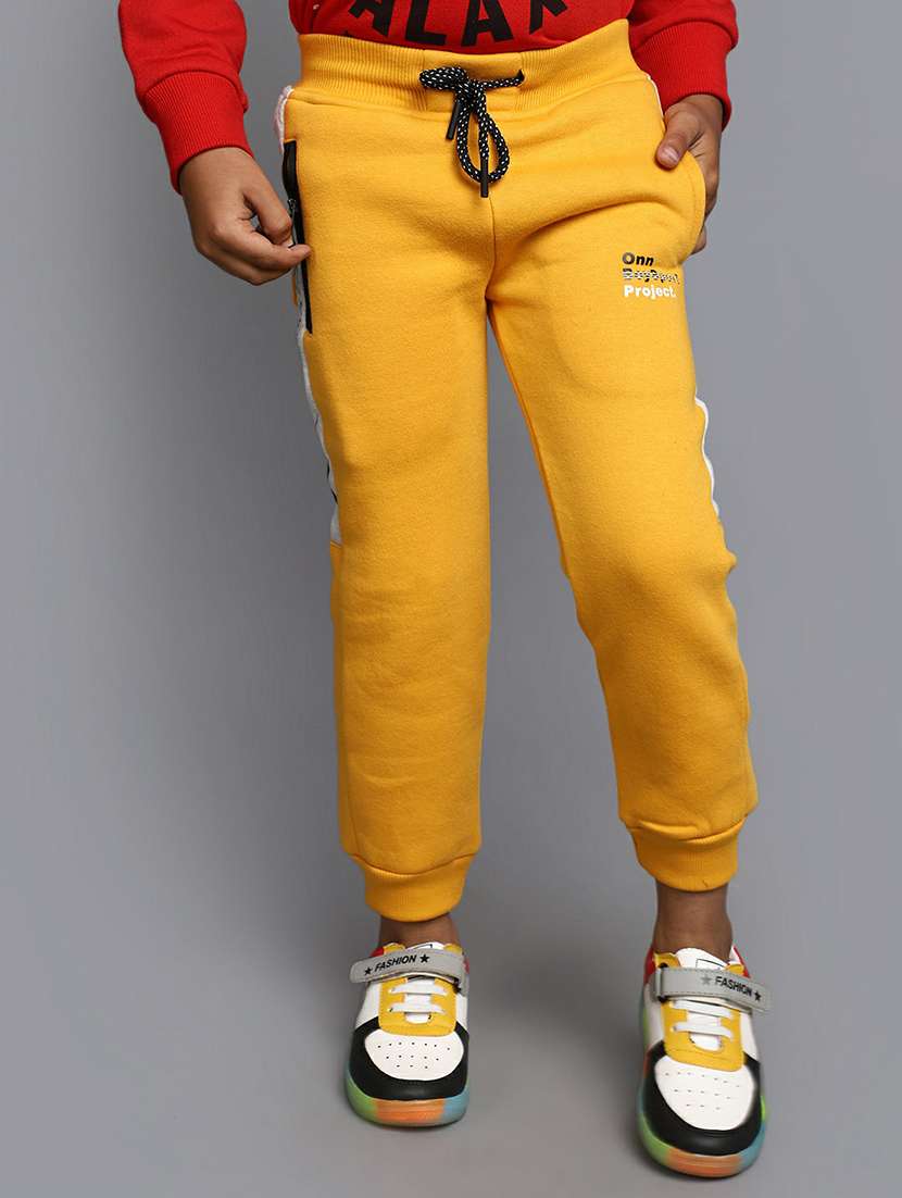 boys yellow side taped joggers