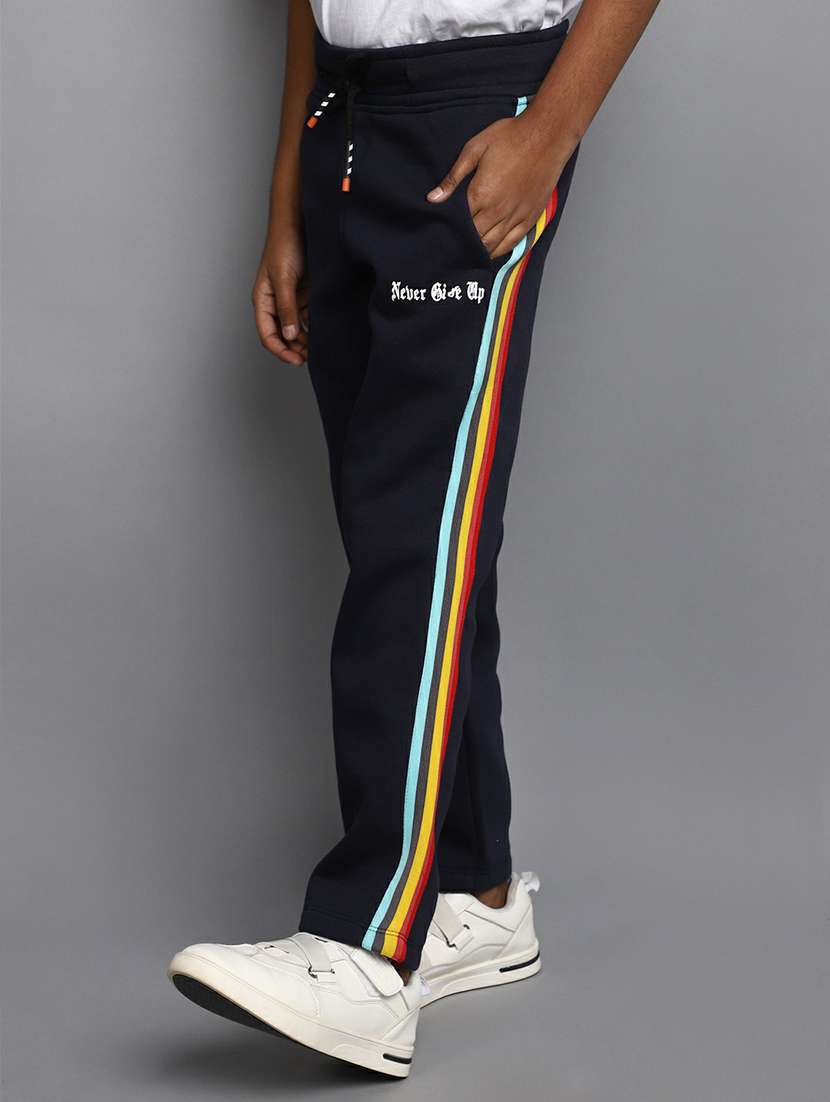 boys navy blue side taped trousers - 20595527 -  Standard Image - 2