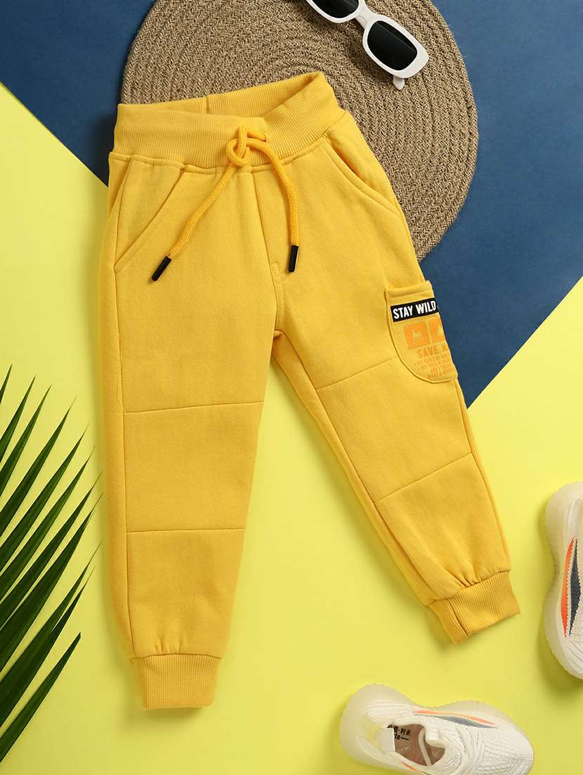 yellow cotton casual joggers