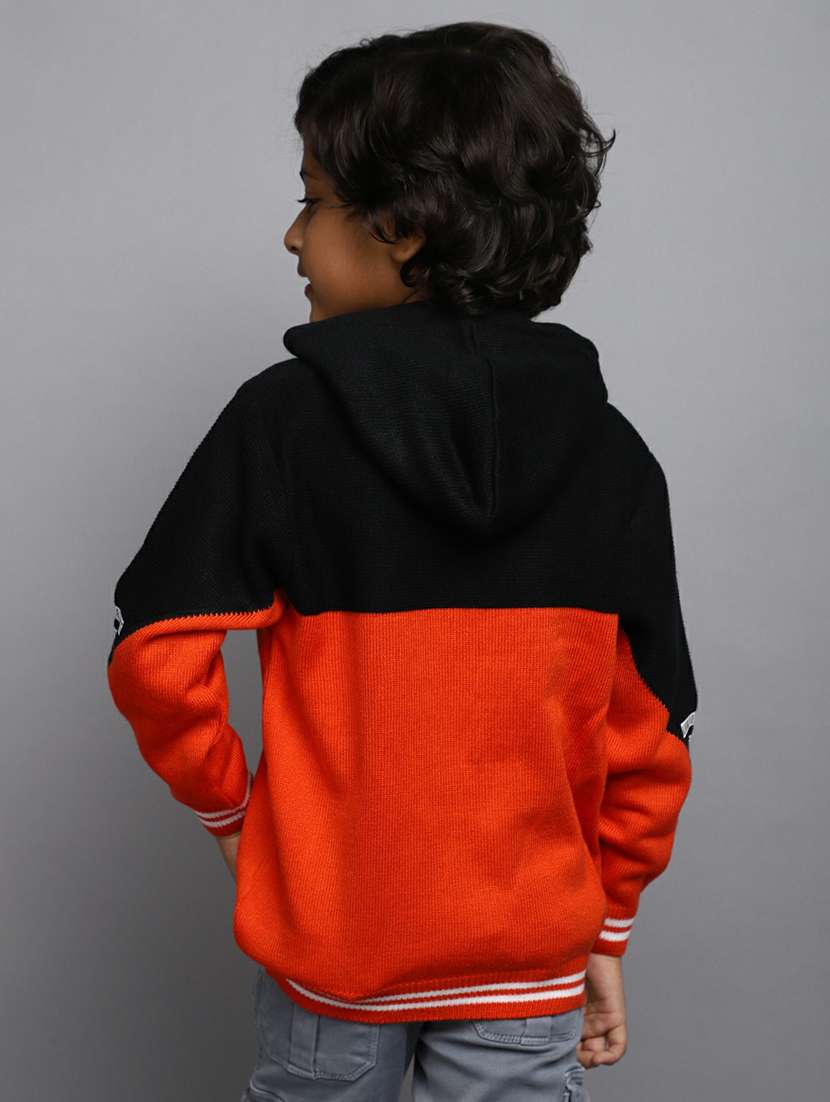 boys orange & black hooded sweater - 20595693 -  Standard Image - 2