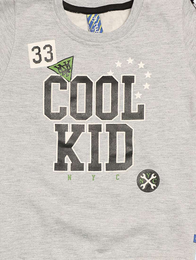 grey melange front print sweatshirt - 20595786 - Standard Image - 2