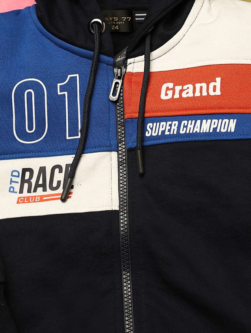color blocked hooded zipper sweatshirt - 20595818 - Standard Image - 2