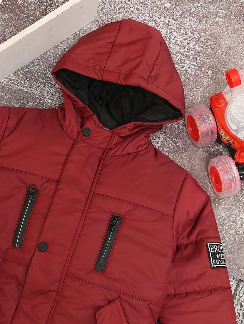 maroon solid full sleeve quilted jacket - 20595874 -  Standard Image - 2