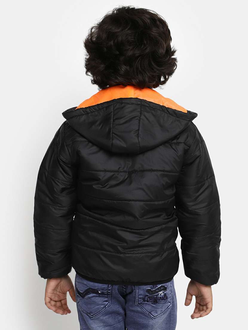 boys black hooded quilted jacket - 20595890 - Standard Image - 2