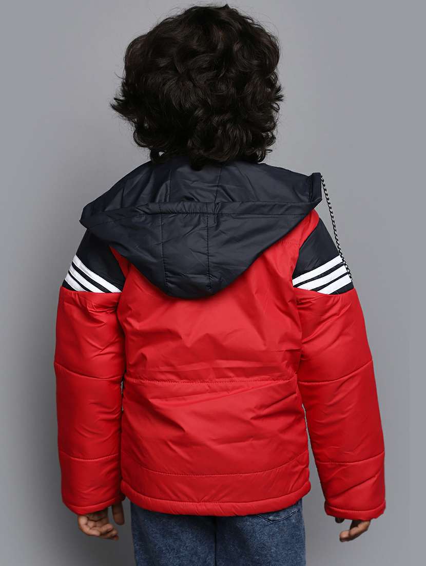 boys red & navy cotton quilted jacket - 20595907 -  Standard Image - 2