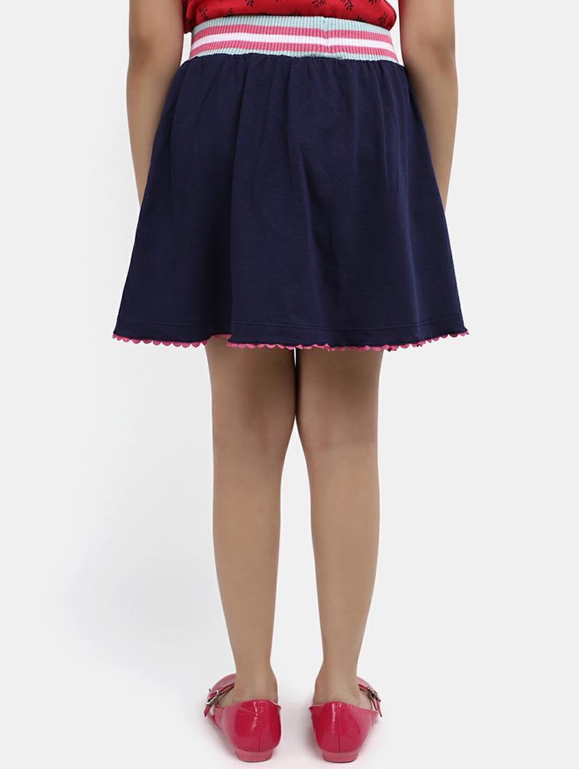 girls navy blue printed flared skirt - 20595942 - Standard Image - 2