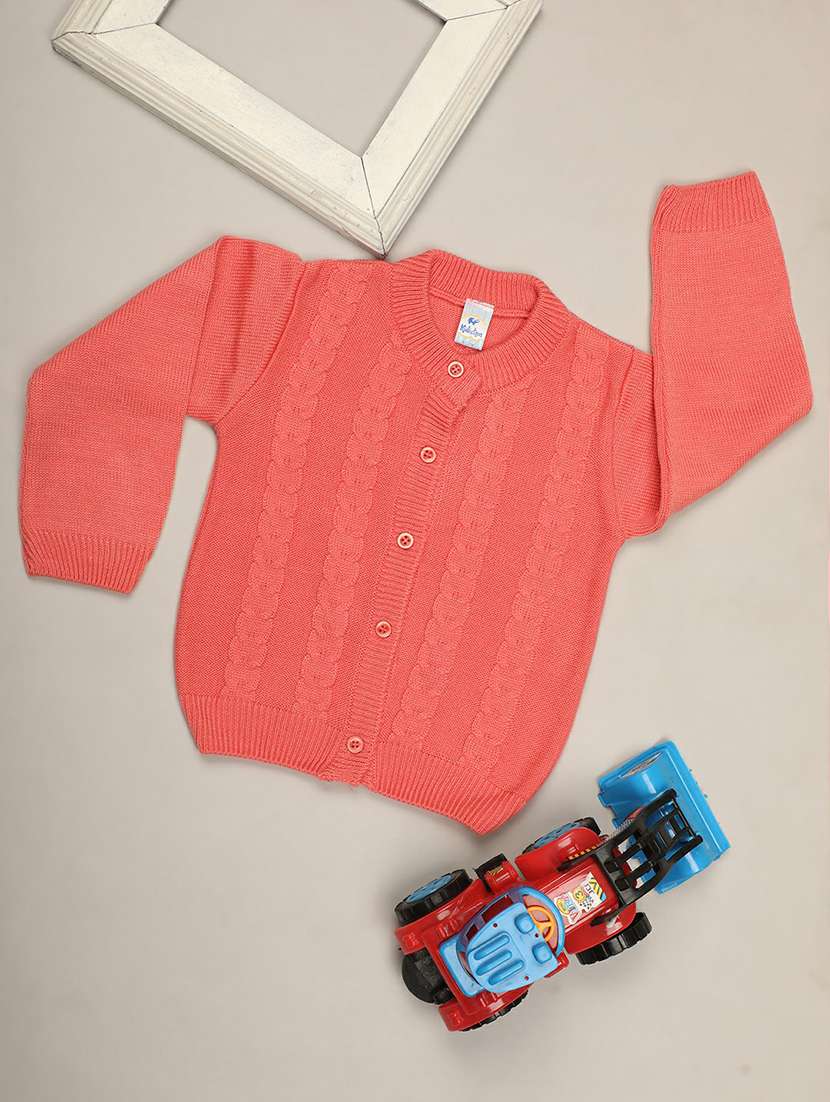 self design coral acrylic cardigan