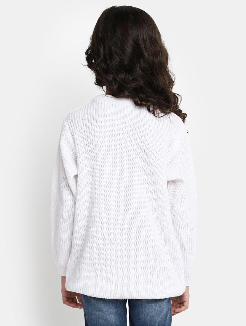 girls white applique detailed sweater - 20595970 - Standard Image - 2