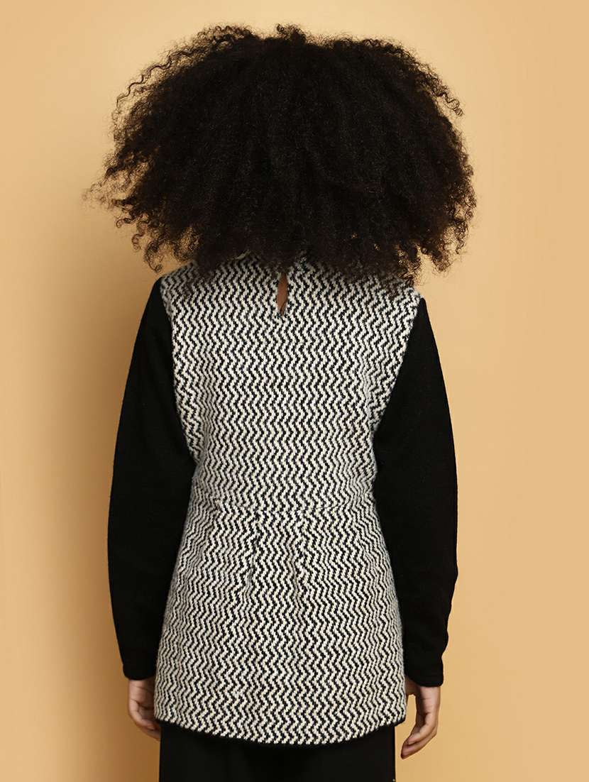 girls black self-designed full sleeve sweater  - 20595979 -  Standard Image - 2