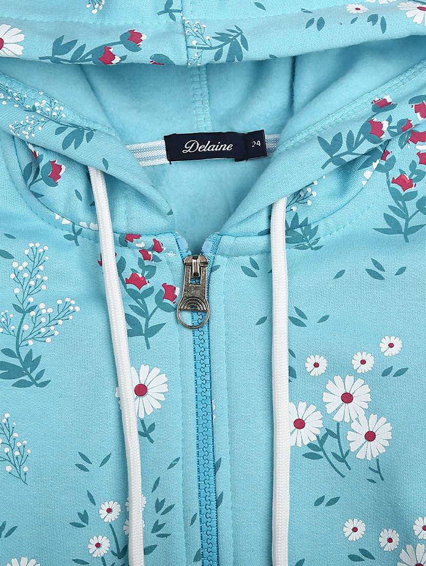 light blue printed hooded sweatshirt - 20596007 - Standard Image - 2