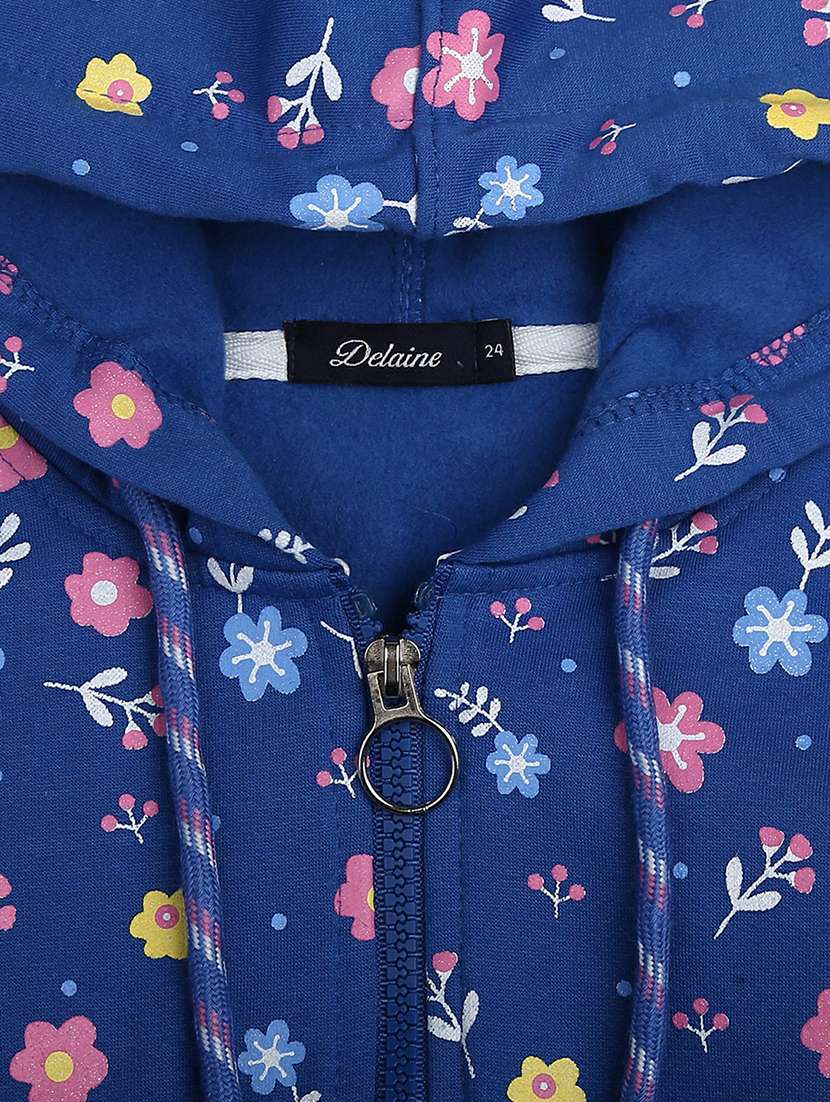 blue floral print hooded sweatshirt - 20596008 -  Standard Image - 2