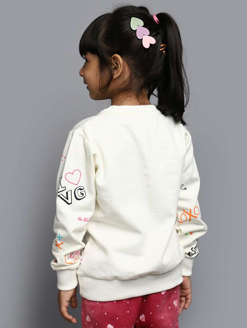 girls off-white printed sweatshirt - 20596037 - Standard Image - 2