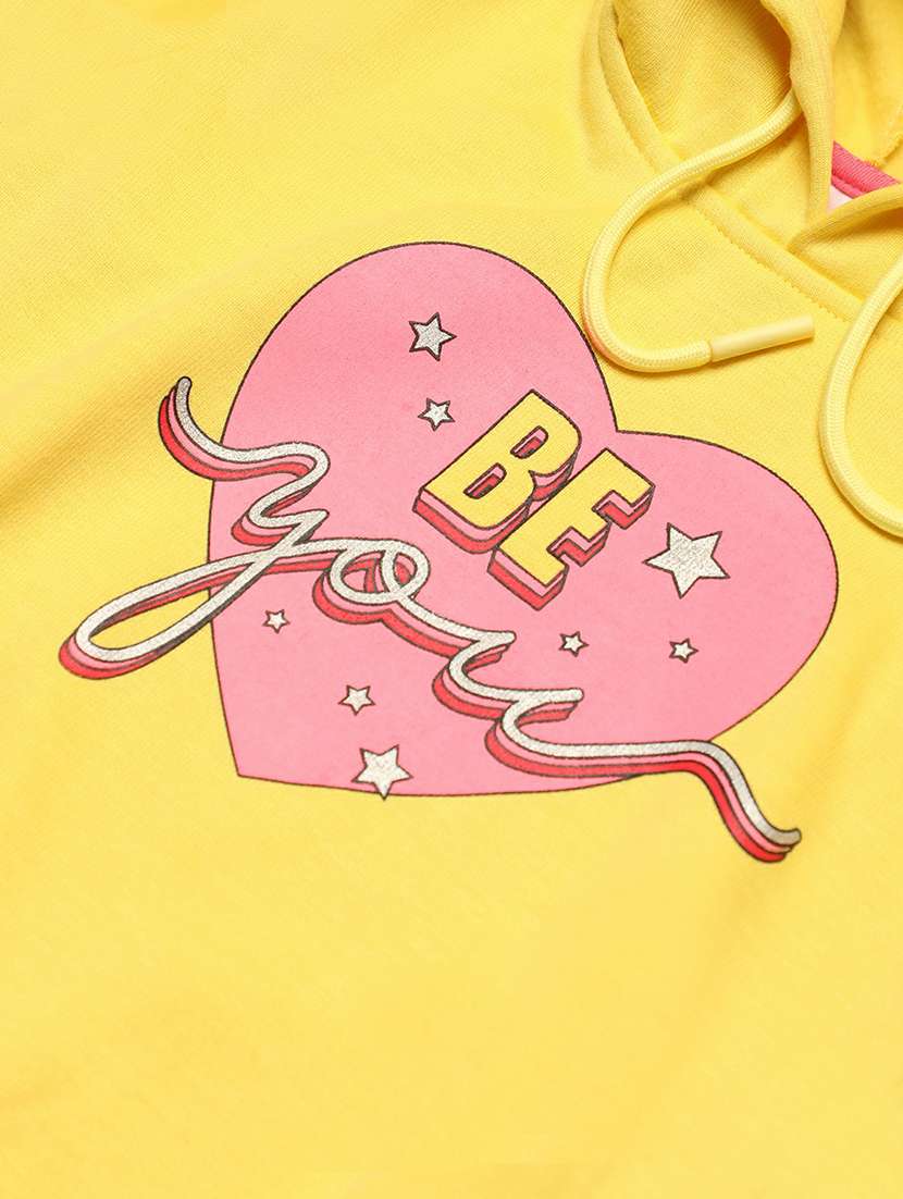 girls yellow graphic hooded sweatshirt - 20596042 - Standard Image - 2