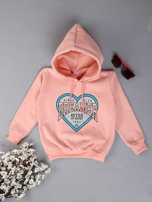 kids front printed hooded sweatshirt