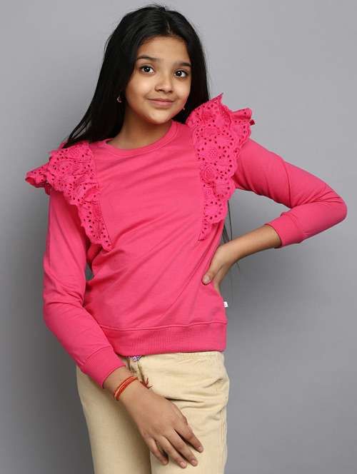 girls long sleeves plain sweatshirt - 20596062 -  Standard Image - 0