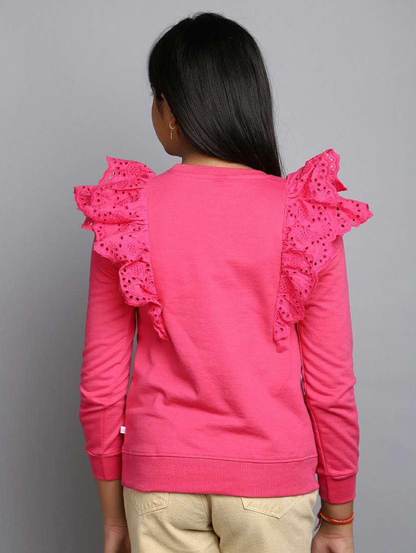 girls long sleeves plain sweatshirt - 20596062 - Standard Image - 2