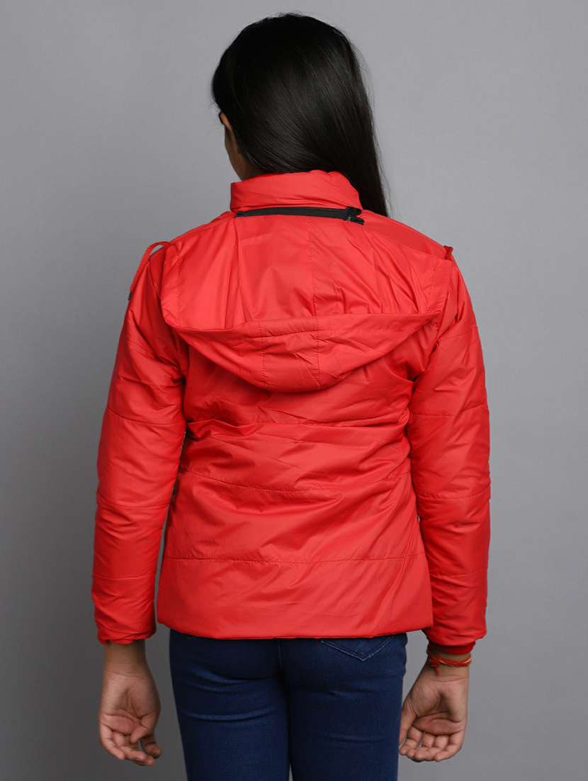 kids solid red detachable hooded jacket - 20596078 -  Standard Image - 2