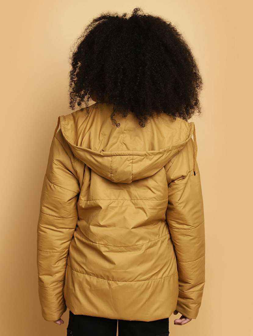 girls gold solid quilted jacket - 20596079 -  Standard Image - 2
