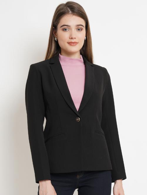 black solid formal blazer - 20596142 - Standard Image - 0