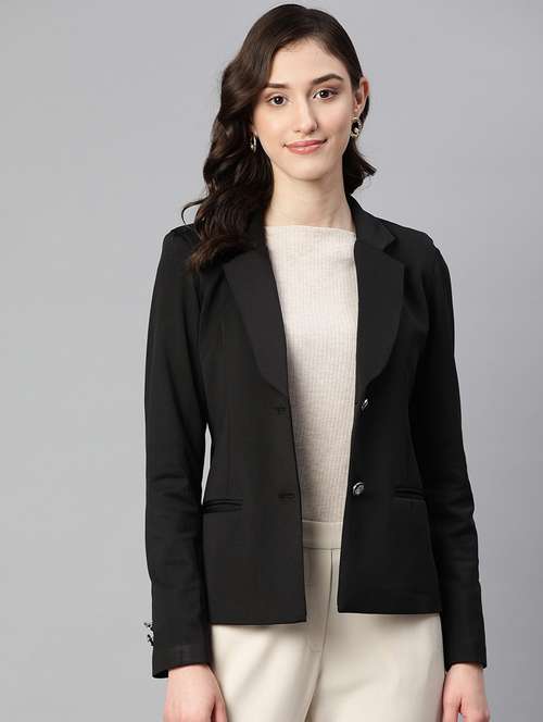 women solid formal blazer - 20596157 - Standard Image - 0
