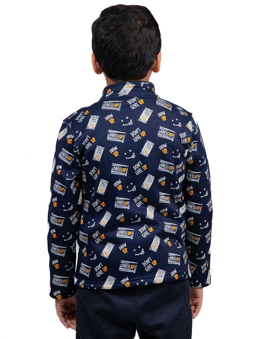 boys navy blue printed regular jacket - 20596753 - Standard Image - 2