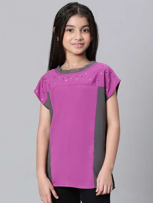 girls round neck top - 20596779 -  Standard Image - 0