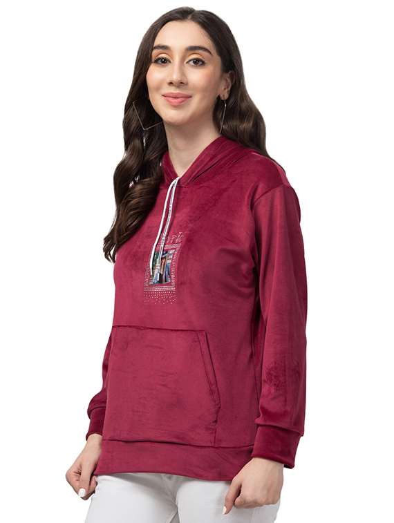 women red typographic hooded sweatshirt - 20596785 - Standard Image - 2