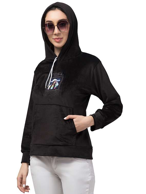 women black typographic hooded sweatshirt - 20596786 - Standard Image - 2