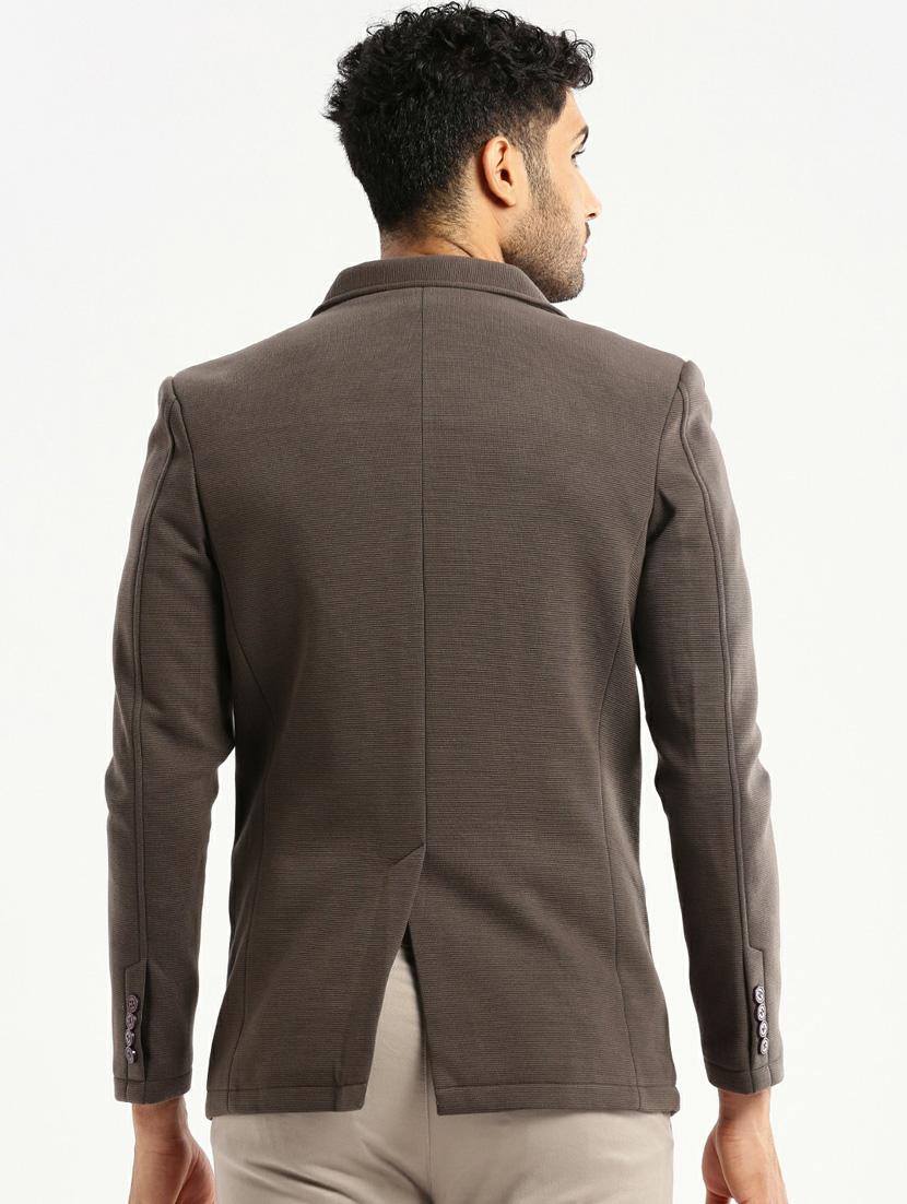 grey cotton blend single breasted casual blazer - 20597907 - Standard Image - 2