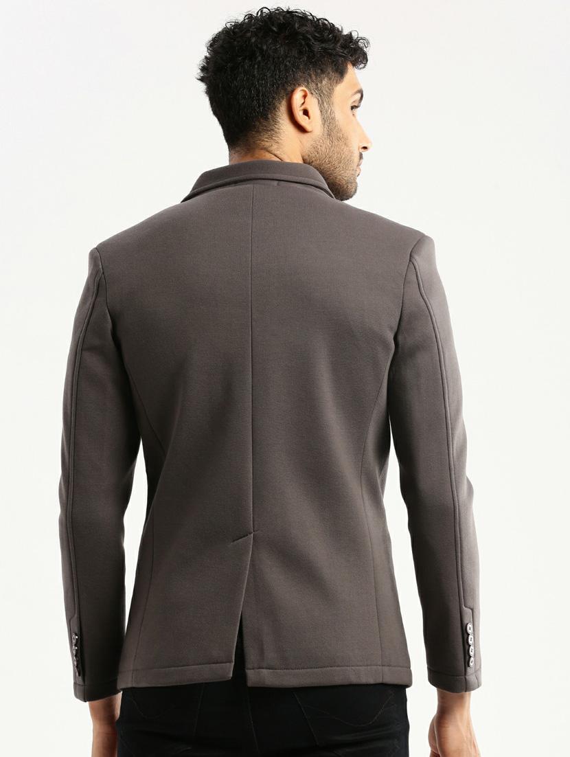 grey cotton blend single breasted casual blazer - 20597910 - Standard Image - 2