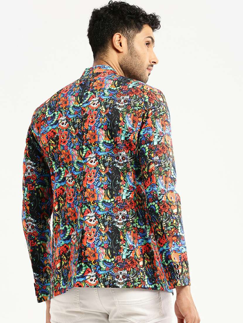 multi colored cotton blend single breasted casual blazer - 20597916 -  Standard Image - 2