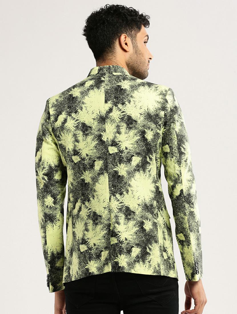 yellow cotton blend single breasted casual blazer - 20597917 - Standard Image - 2