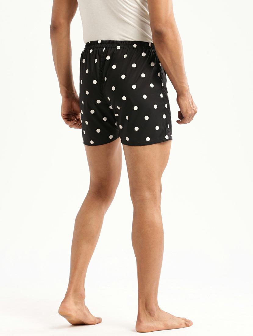 black polka dots printed cotton blend boxer - 20597923 - Standard Image - 2