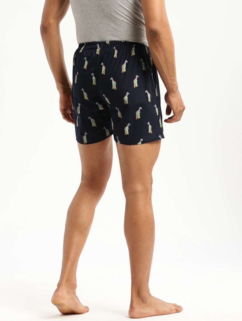 navy blue printed cotton blend boxer - 20597927 -  Standard Image - 2